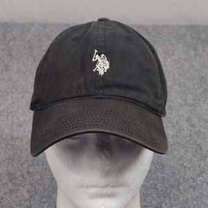 US Polo Association Hat OS Black Solid Logo Strapback Casual Classic Heritage